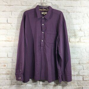 Territory Ahead Shirt Mens Size 2XL Purple 1/4 Button Down Textured Feel Casual